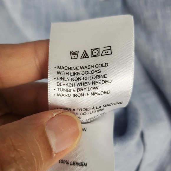 Rochester Button Front Collared Short Sleeves Linen Blue Top Sz 2XL - Picture 8 of 11